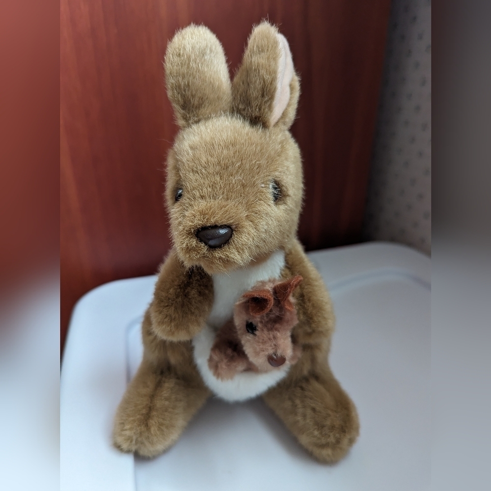 Aussie Bush Toys, Sydney Australia, Kangaroo, Joey in pouch stuffed animal plush